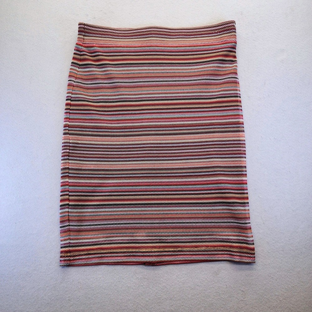 Roz & Ali Striped‎ Knit Pencil Skirt Multicolor Chevron Pattern Pull On Size M